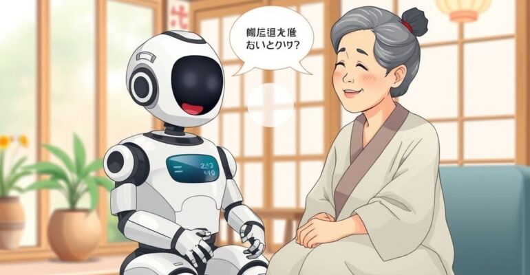 روبوت CareBot يتفاعل مع كبير سن في اليابان لمكافحة الوحدة.