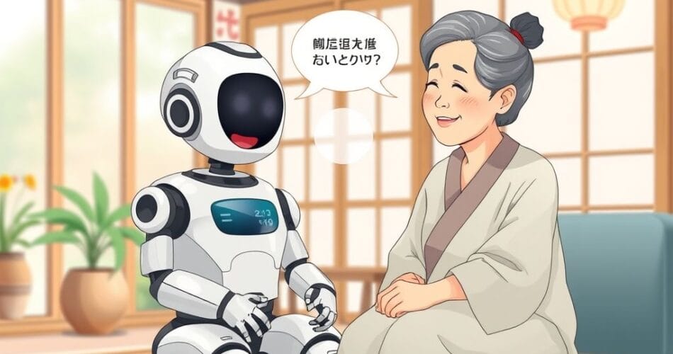 روبوت CareBot يتفاعل مع كبير سن في اليابان لمكافحة الوحدة.