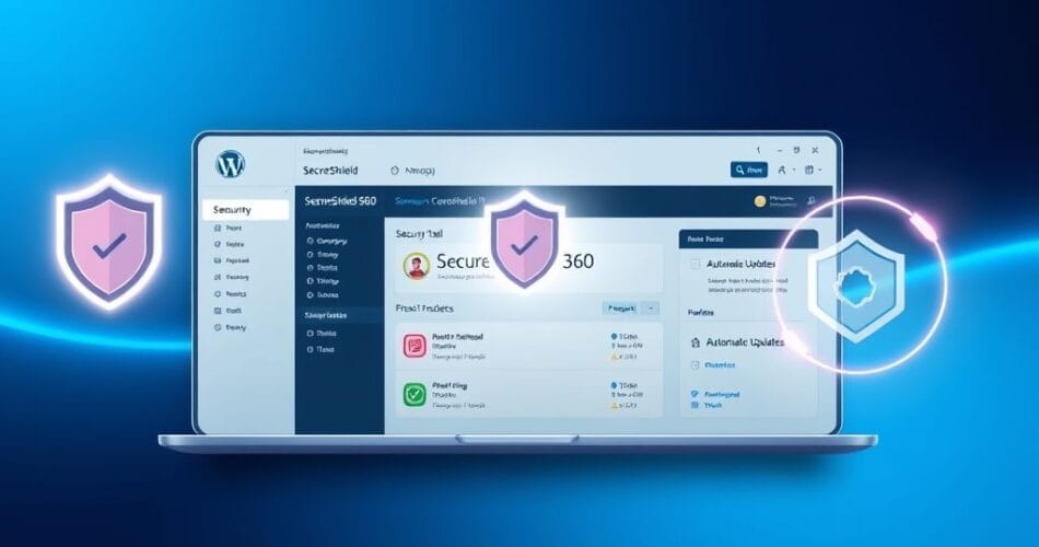 واجهة SecureShield 360 للحماية السيبرانية في ووردبريس 2025