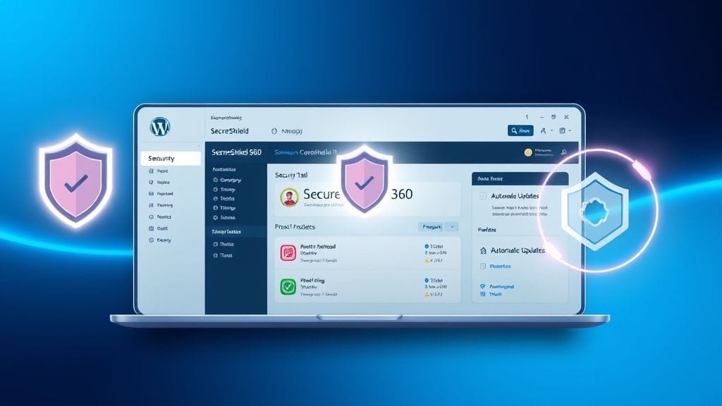 واجهة SecureShield 360 للحماية السيبرانية في ووردبريس 2025