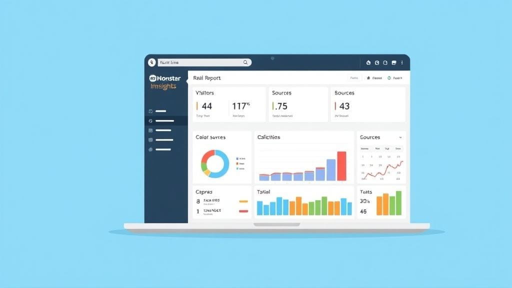 لوحة تحكم MonsterInsights لتحليلات جوجل أناليتيكس في ووردبريس.