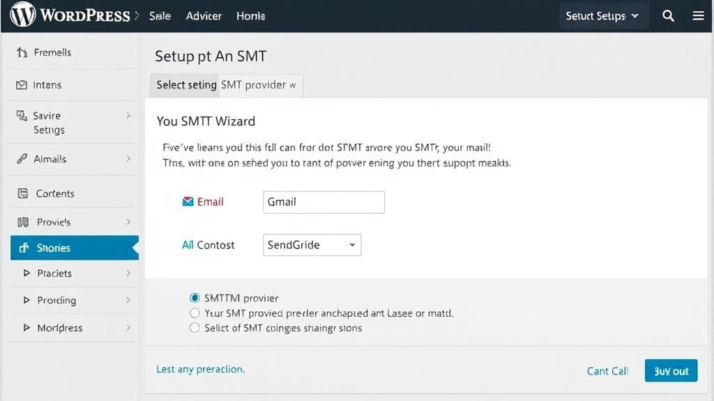 واجهة معالج إعداد WP Mail SMTP في ووردبريس تُظهر خيارات مزودي SMTP.