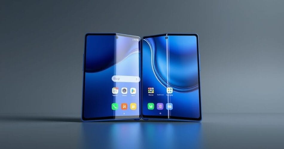 هاتف سامسونج جالاكسي Z Fold 7 مفتوح يعرض تعدد المهام على شاشة داخلية كبيرة.