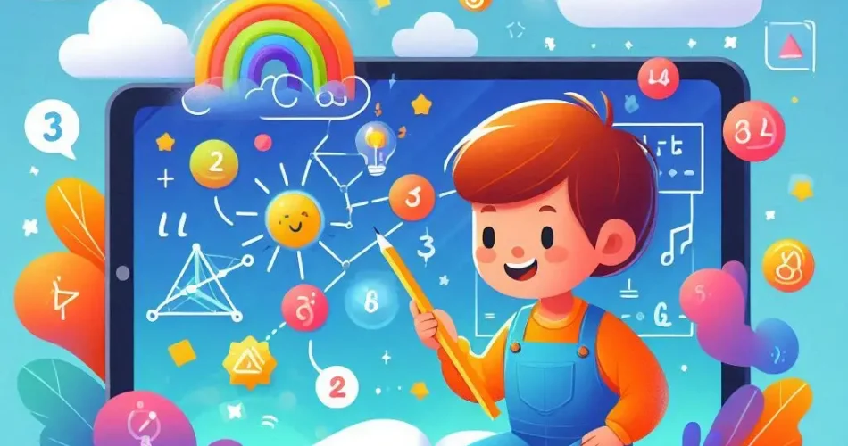 طفل يتعلم الرياضيات عبر تطبيق تعليمي مدعوم بالذكاء الاصطناعي.