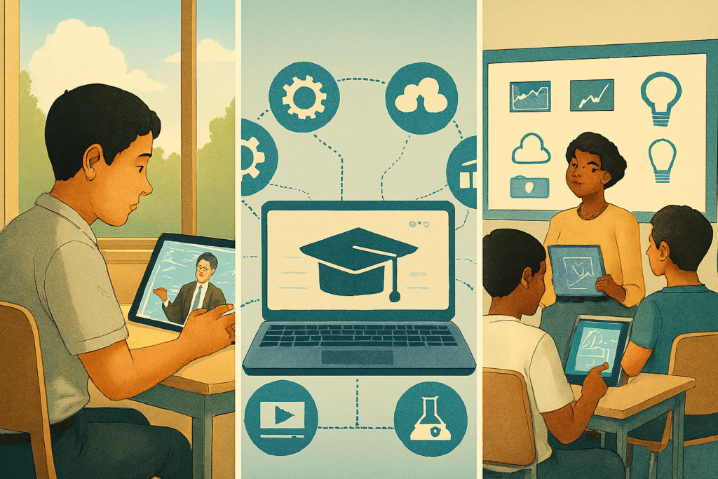 فصل دراسي تقليدي في مدرسة تونسية قبل التحول الرقمي